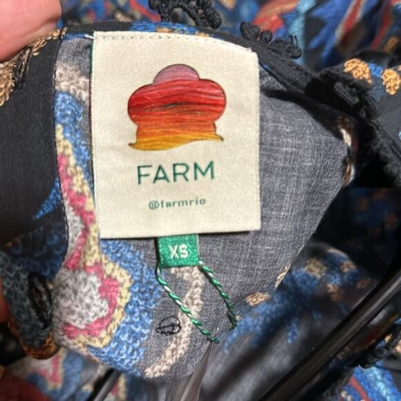 Very Rare Farm Rio Tapestry Floral Mini Dress Short Sleeve Black Blue Red XS New - Picture 8 of 11